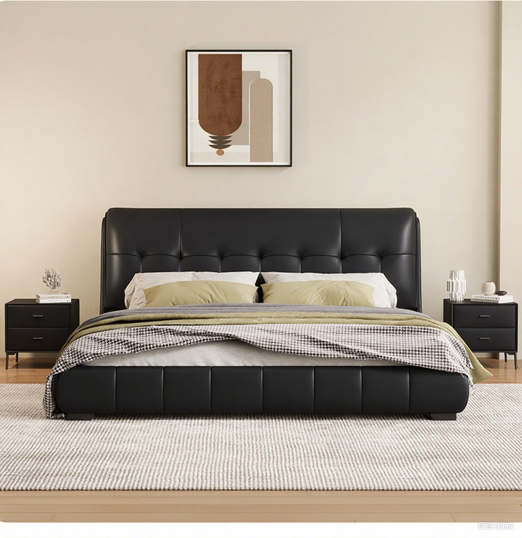 Top-Grain Leather Bed