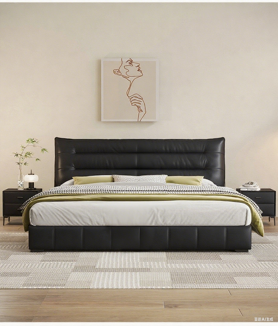 Top-Grain Leather Bed