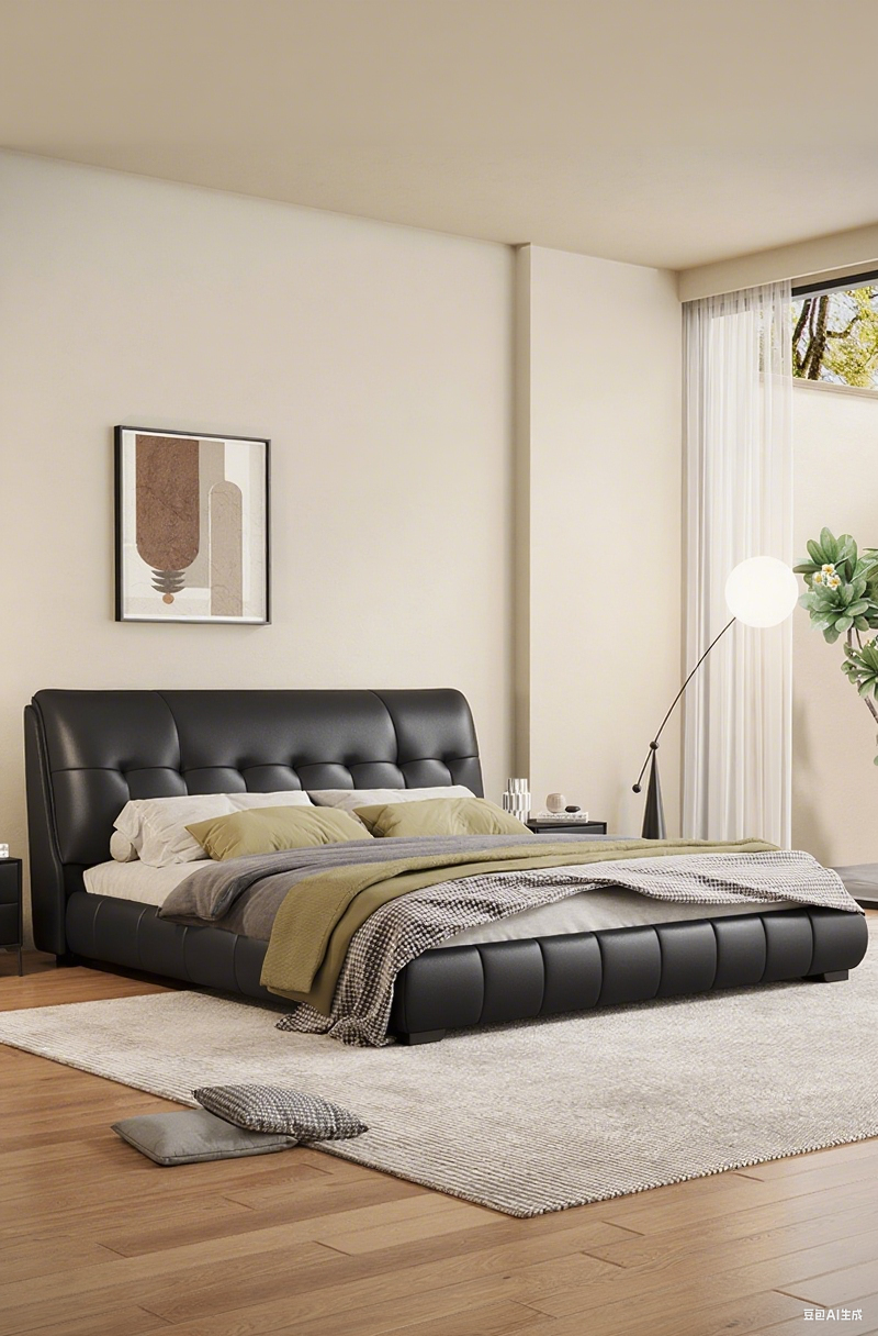 Top-Grain Leather Bed