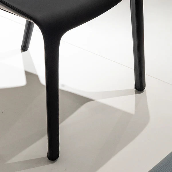 Contoured Black Leather Chair