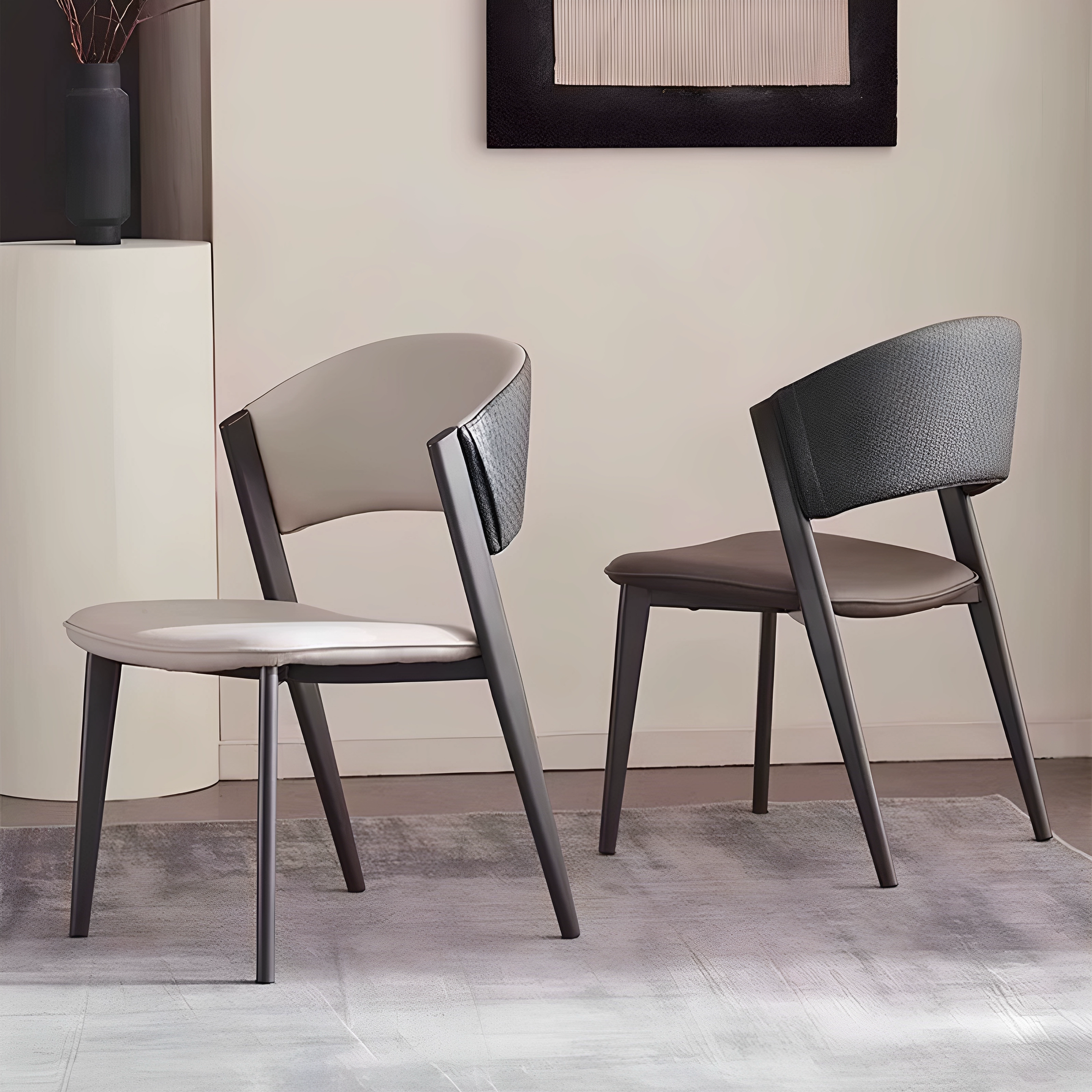 Woven Leather Accent Dining Chair