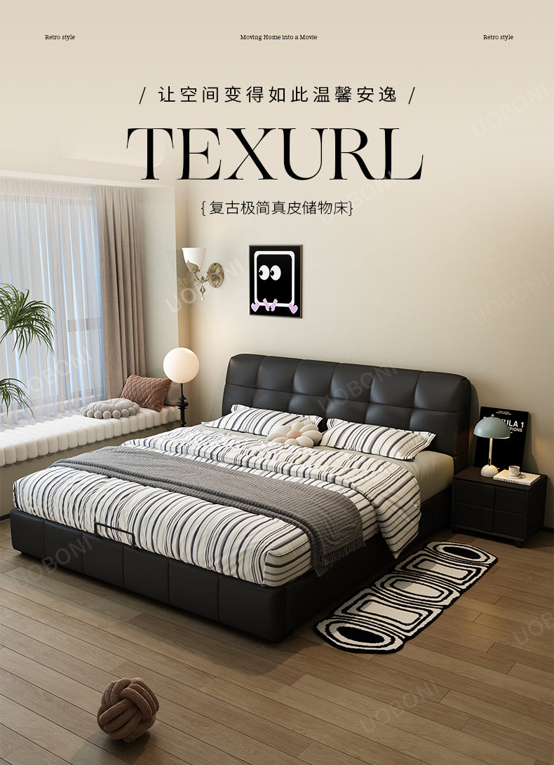 Top-Grain Leather Bed