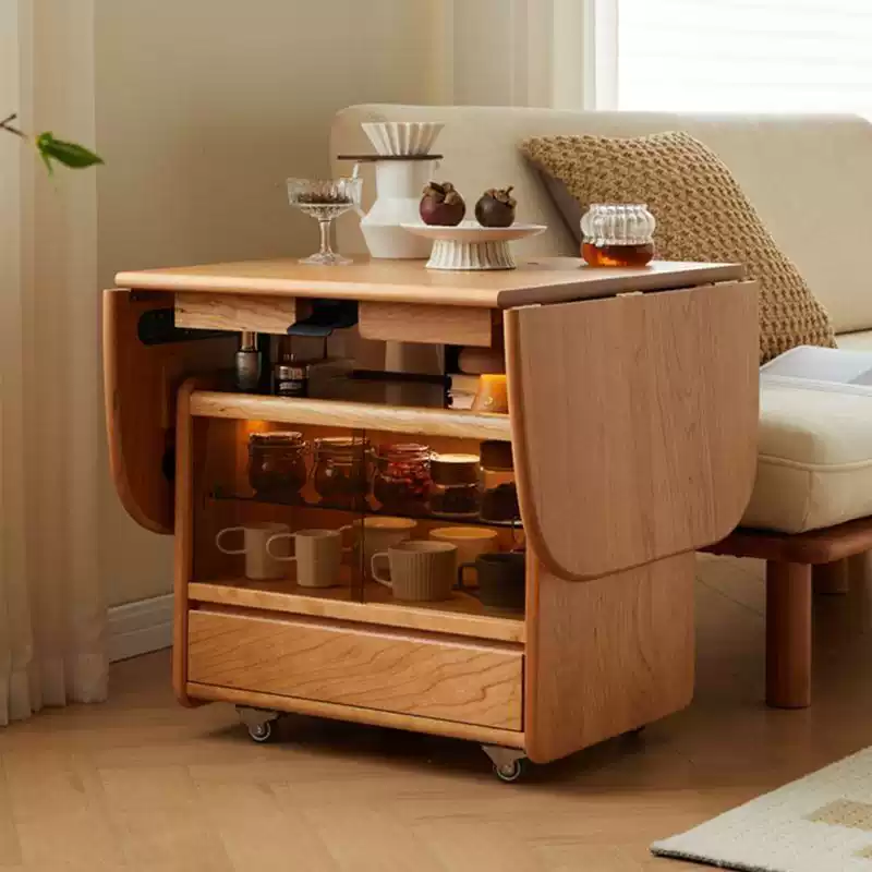 South American Adjustable Walnut Rubberwood Side Table