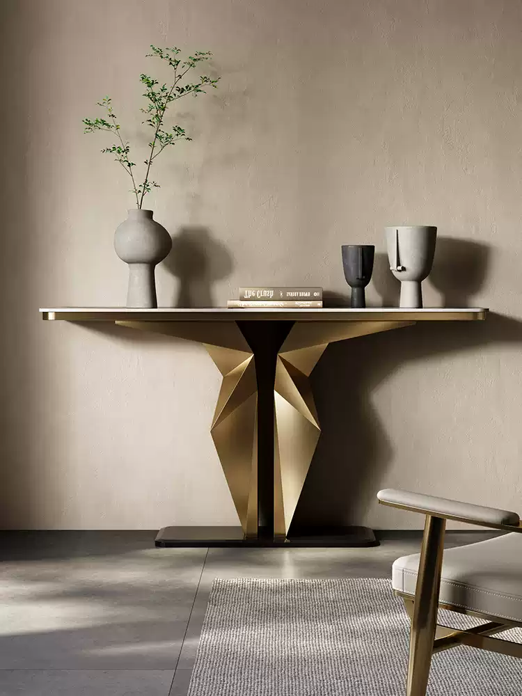 Titanium Gold+Sintered Stone Console Table