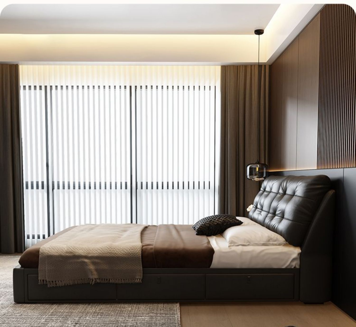 Top-Grain Leather Bed