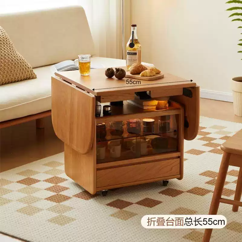 South American Adjustable Walnut Rubberwood Side Table