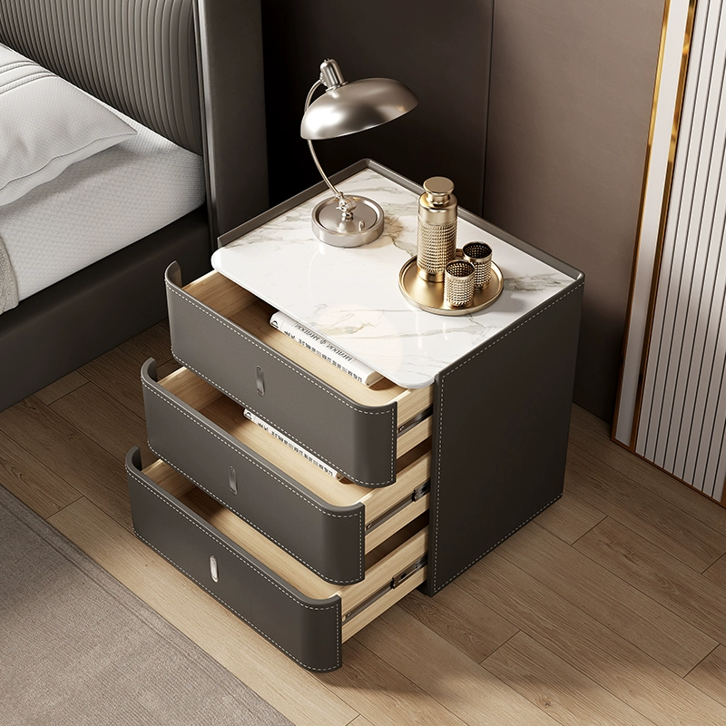 Three-Drawer Upholstered Bedside Table