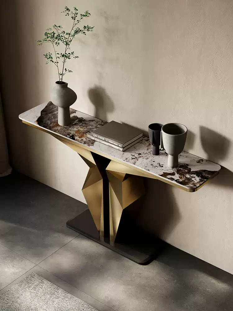 Titanium Gold+Sintered Stone Console Table