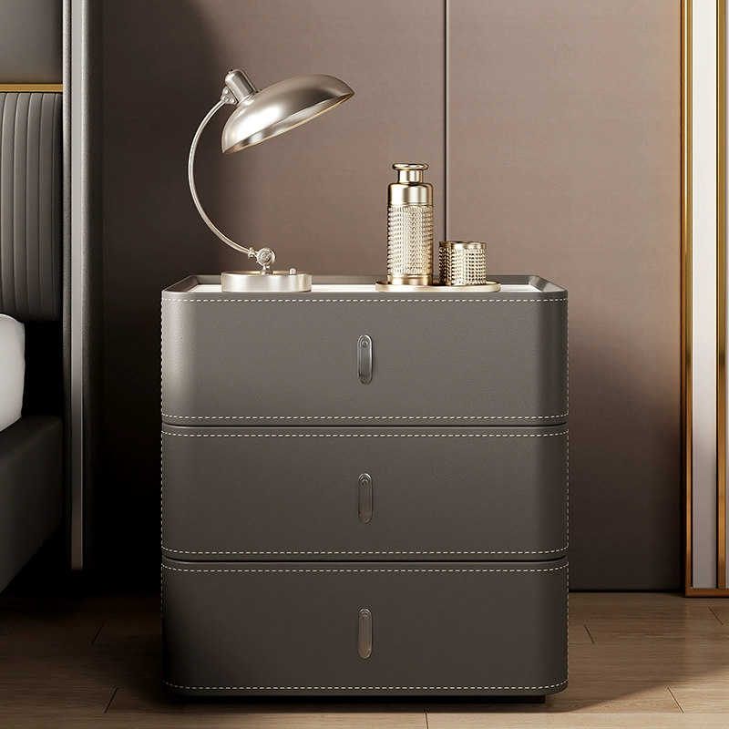 Three-Drawer Upholstered Bedside Table