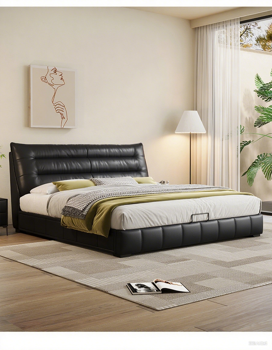 Top-Grain Leather Bed