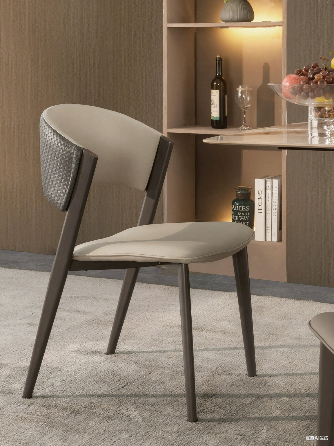 Woven Leather Accent Dining Chair