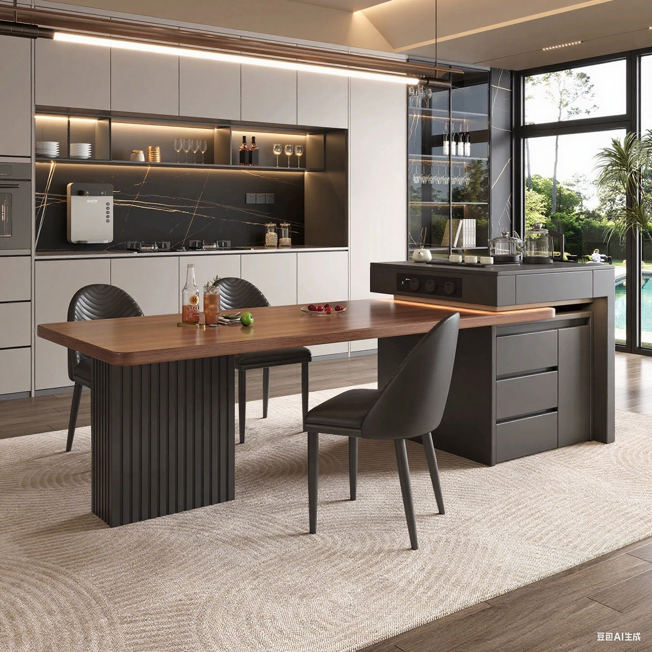 Wood-Grain Island Counter