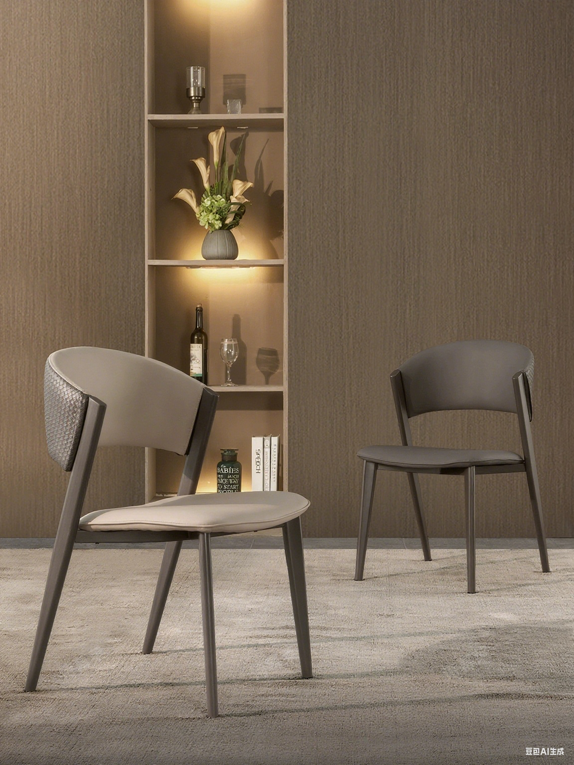 Woven Leather Accent Dining Chair