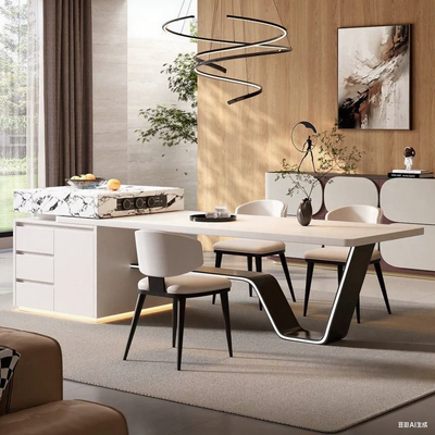 Solid Wood White Cabinet Island Counter