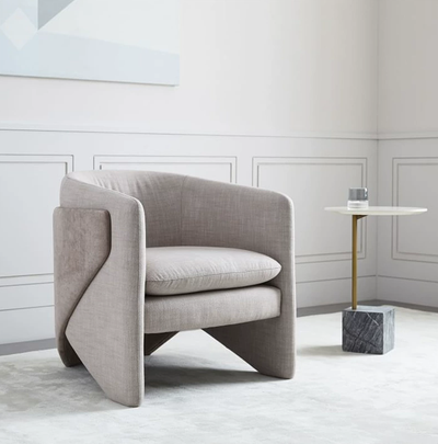 West Elm Thea Chair in Gray Linen Velve