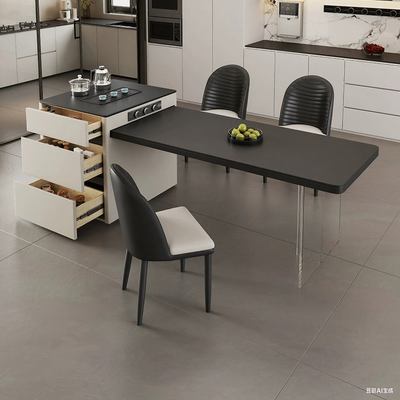 Solid Wood Black and White Island Counter