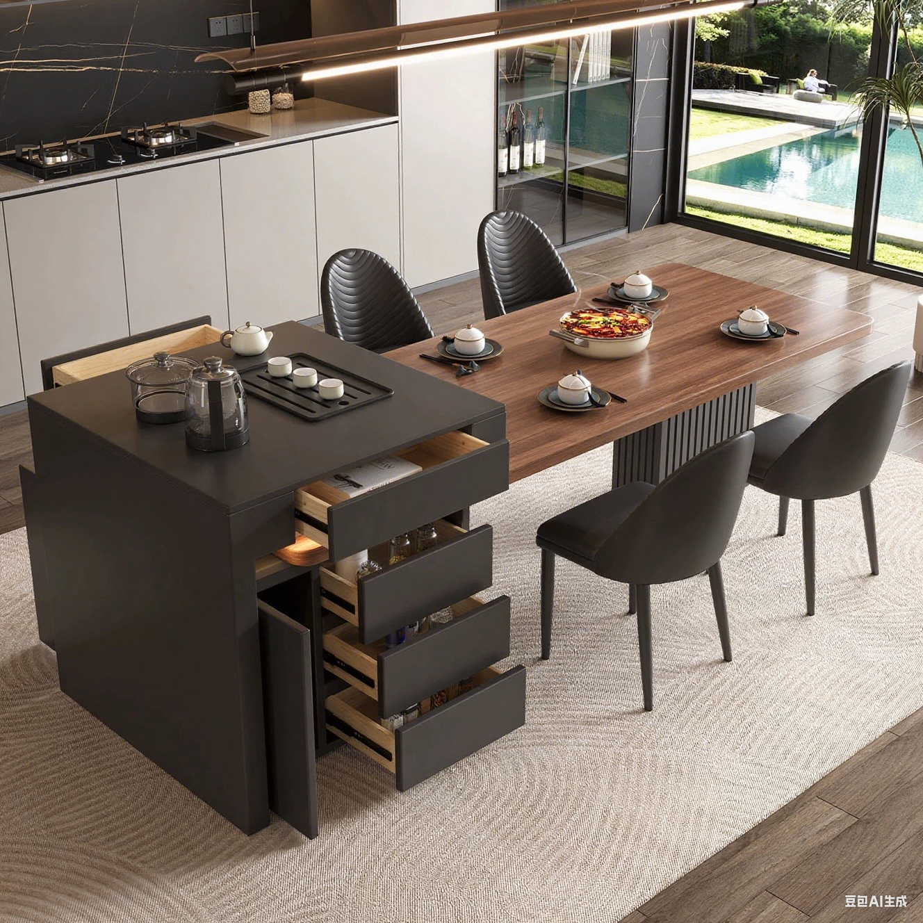 Wood-Grain Island Counter