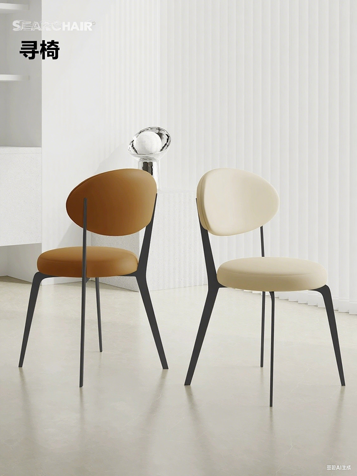 Slim Metal-Leg Dining Chair