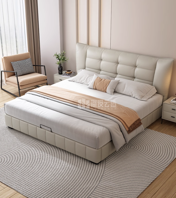 Top-Grain Leather Bed