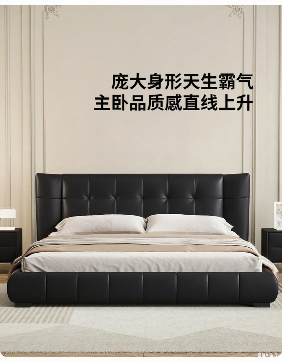 Top-Grain Leather Bed