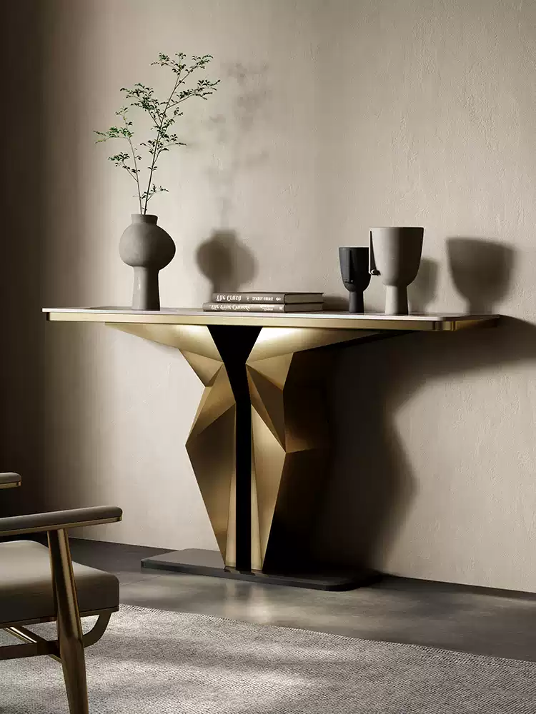 Titanium Gold+Sintered Stone Console Table