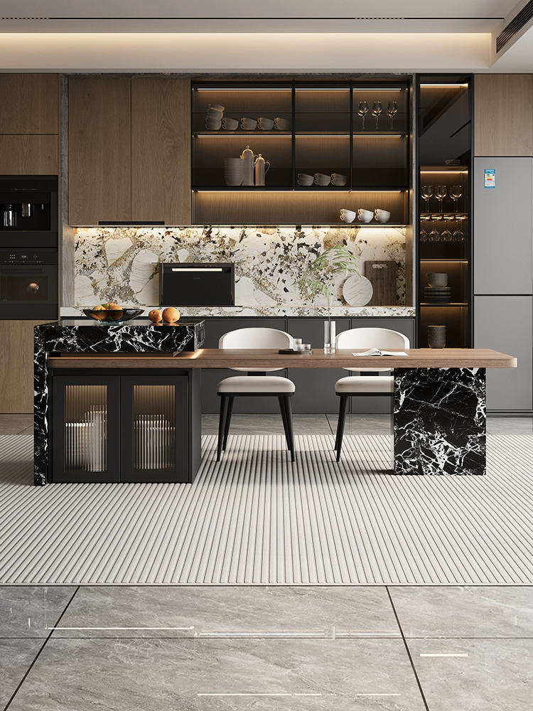 Solid Wood Black Cabinet Island Counter