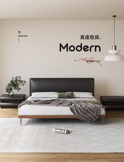 Top-Grain Leather Bed JULXL1191