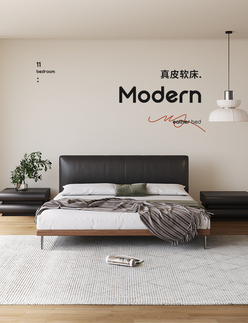 Top-Grain Leather Bed JULXL1191