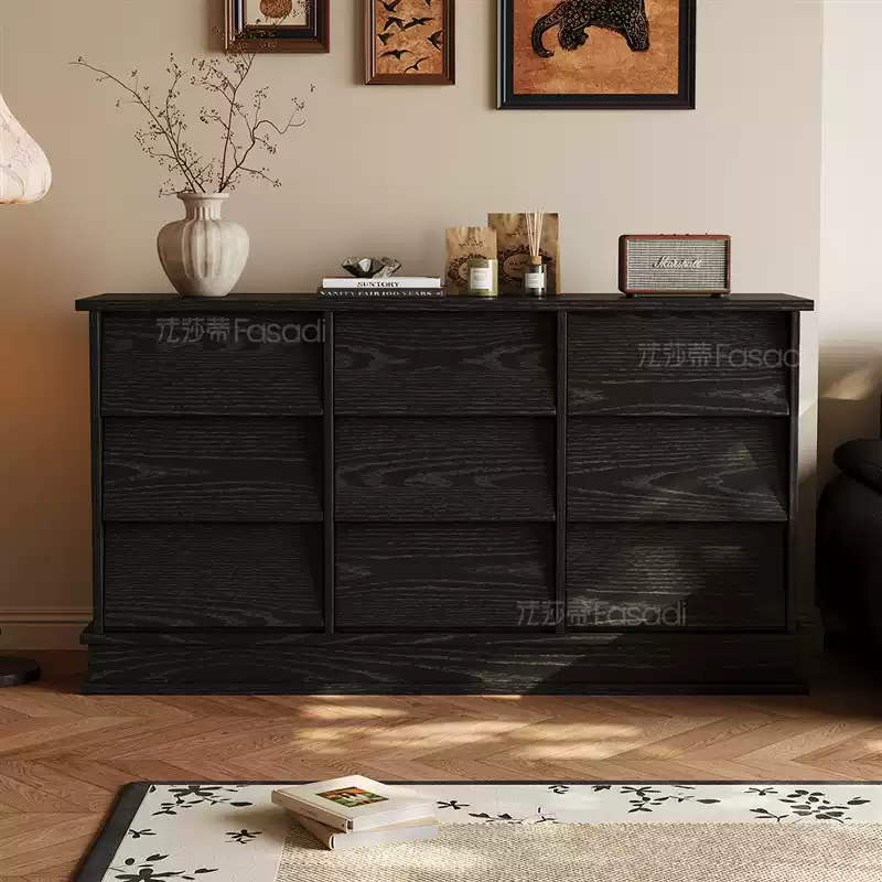 Sleek Black Drawer Console