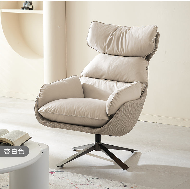 Yellow Accent Swivel Lounge Chair In Scandinavian Style With a High-back Design and Removable Cushions