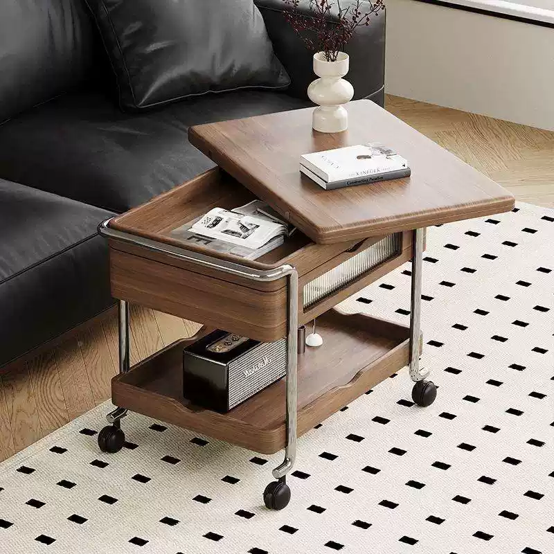 Walnut Flip-Top Side Table