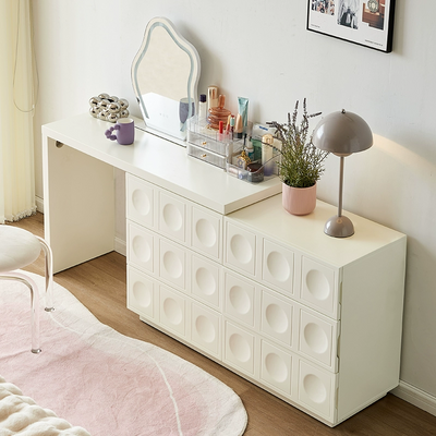 White Textured Solid-Wood Vanity Table