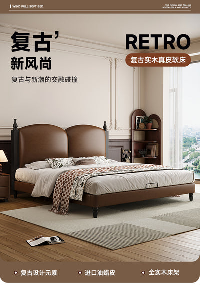 Top-Grain Leather Bed