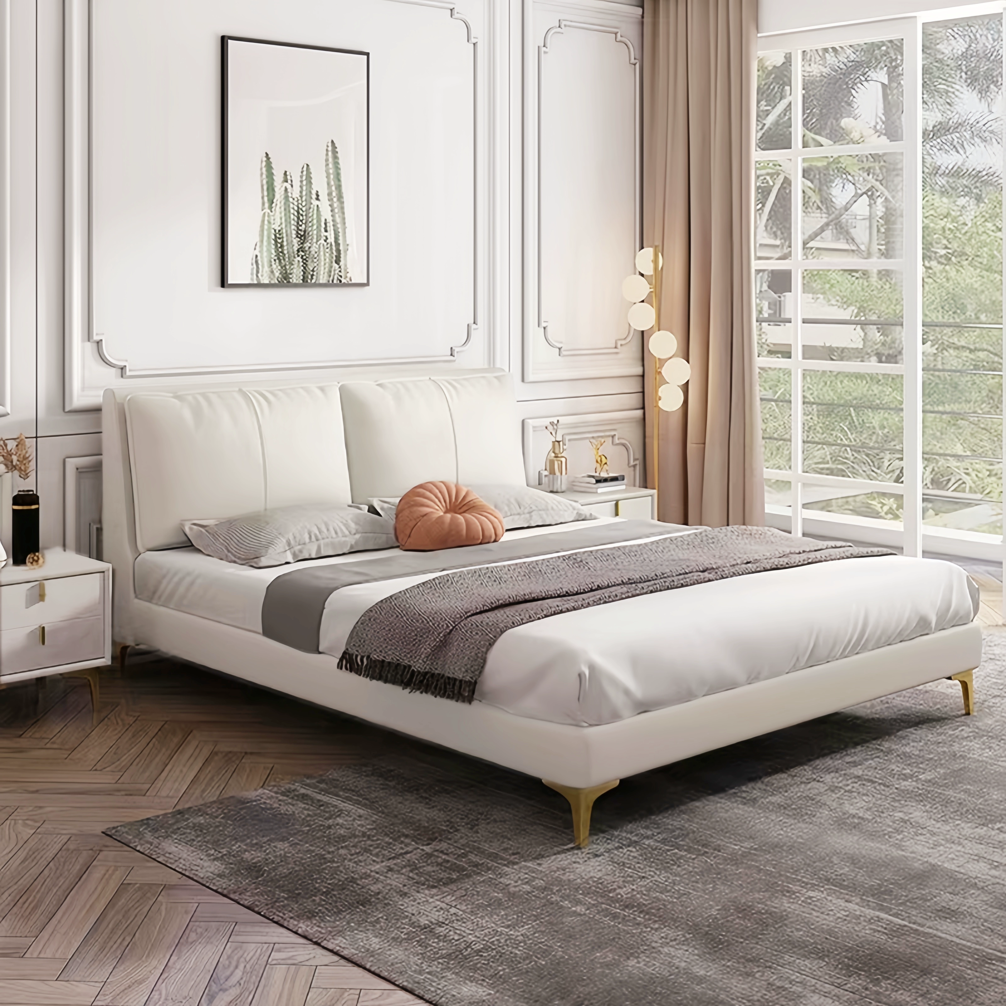 Top-Grain Leather Bed JUXL48
