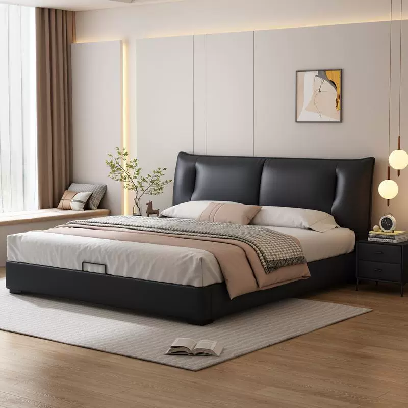 Top-Grain Leather Bed