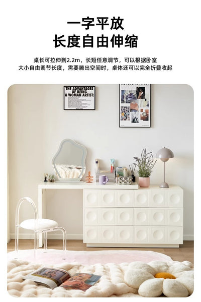 White Textured Solid-Wood Vanity Table