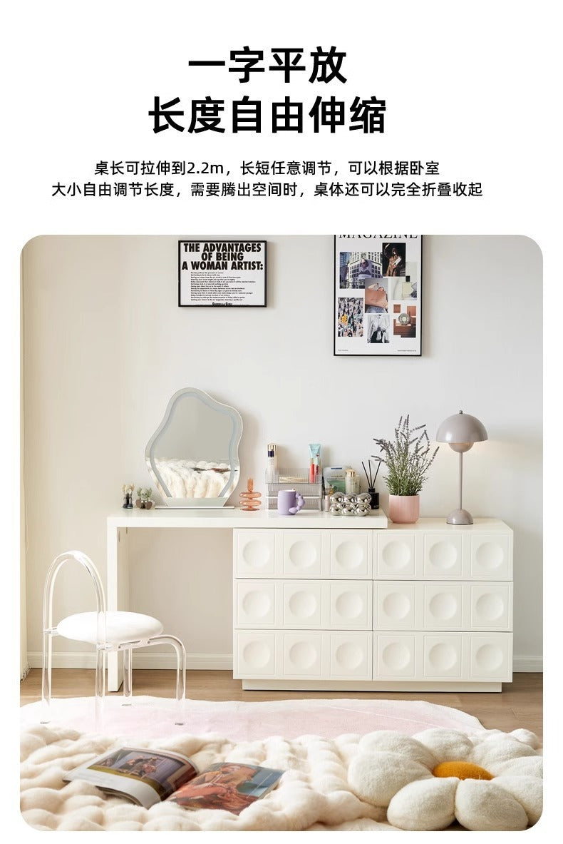 White Textured Solid-Wood Vanity Table