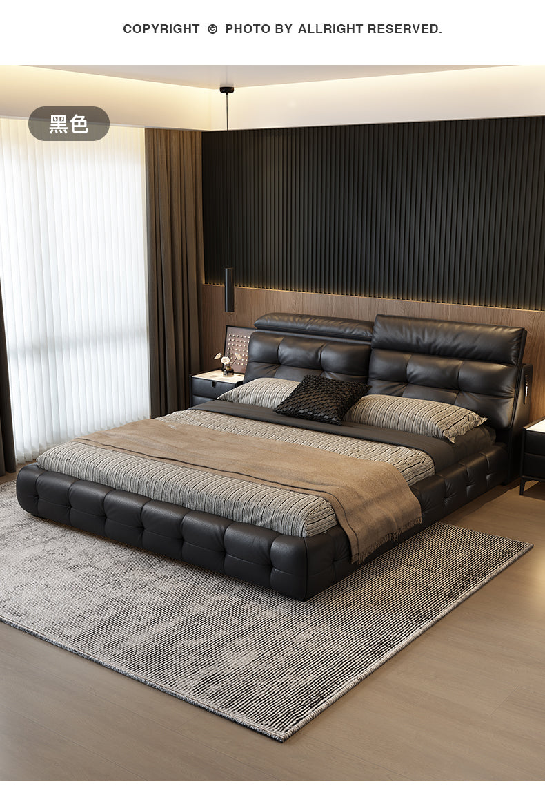 Top-Grain Leather Bed