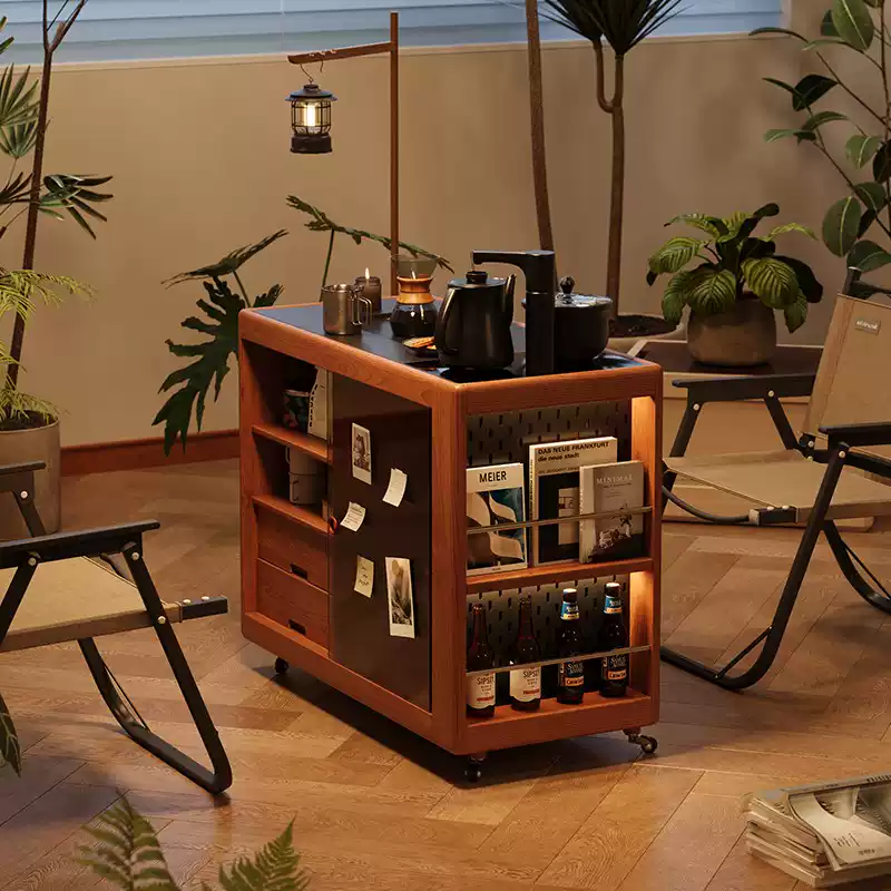 South American Walnut/Cherry Standard Enamel Kettle Side Table