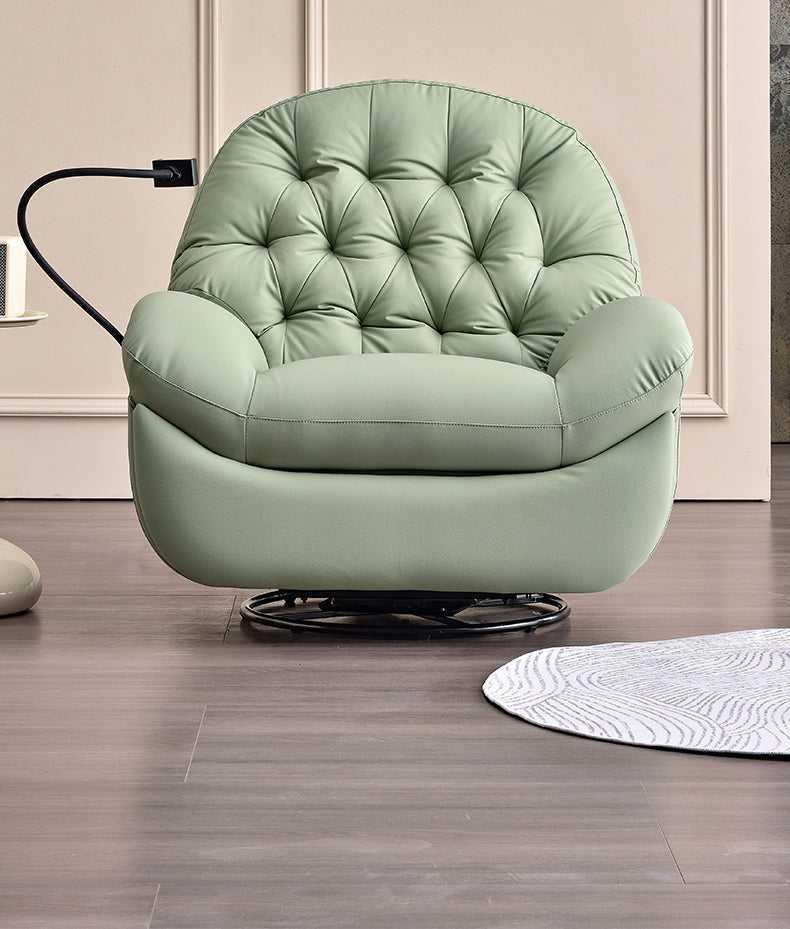 Wenbo Home Standard Recliner Single Sofa Chair in Light Green With a Built-in Phone Holder