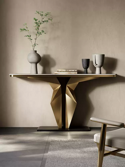 Titanium Gold+Sintered Stone Console Table