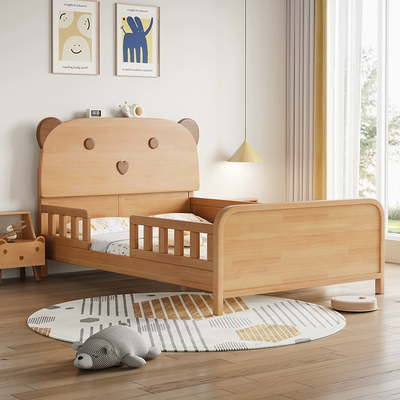 Small Bear-Themed Guardrail Bed