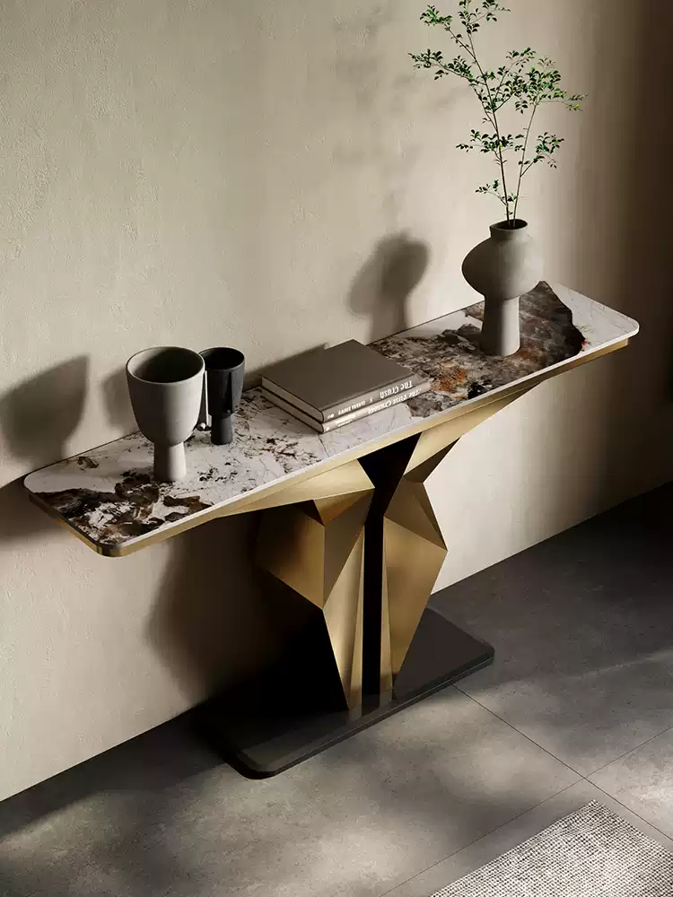 Titanium Gold+Sintered Stone Console Table