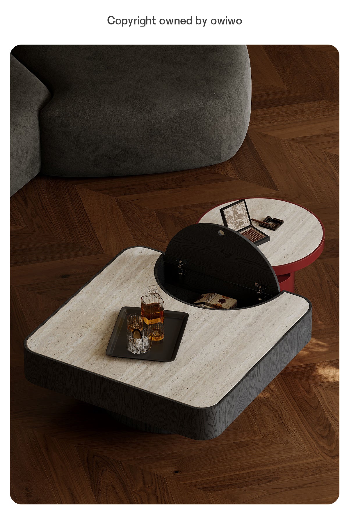 square microcrystalline stone Coffee Table Combination