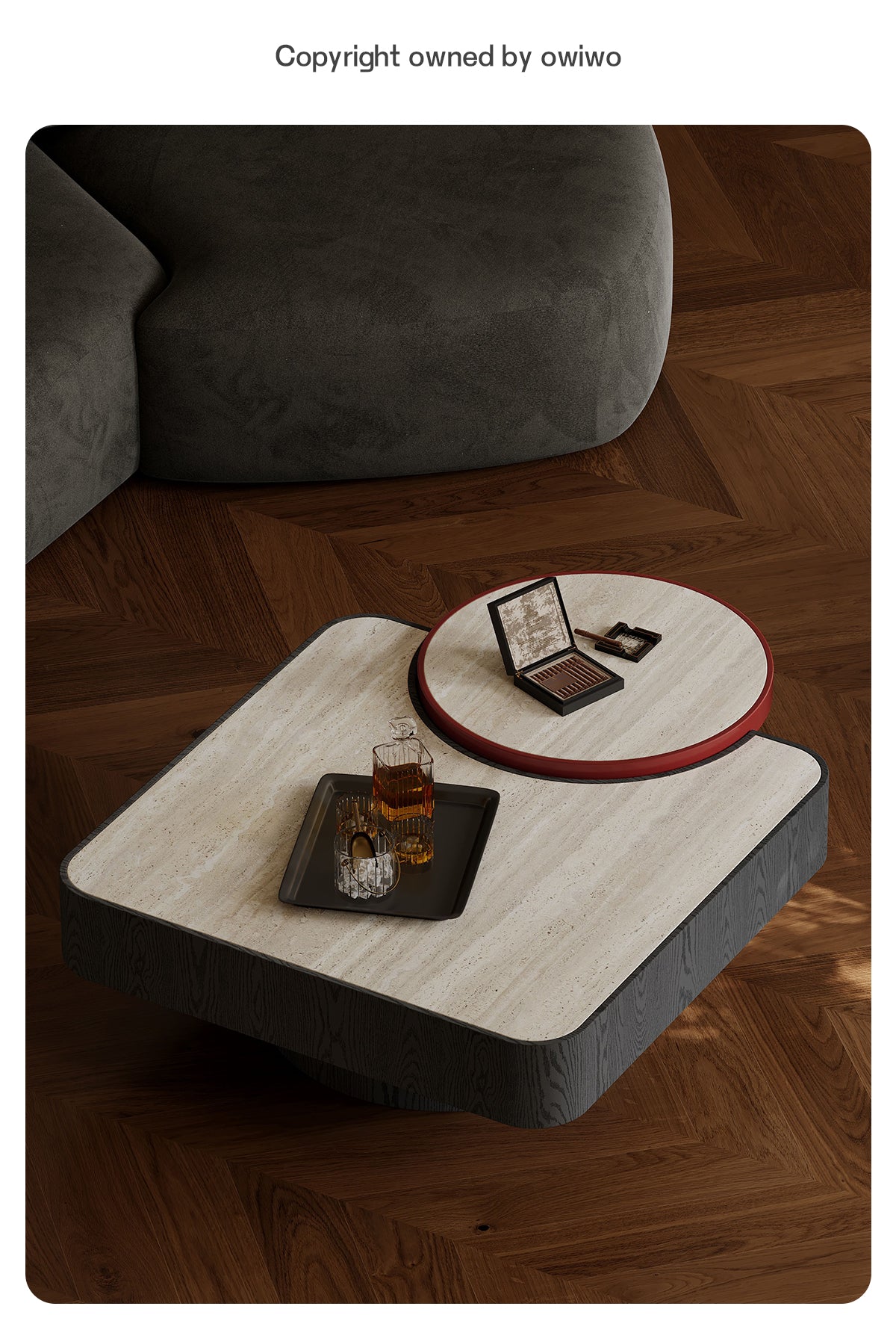 square microcrystalline stone Coffee Table Combination