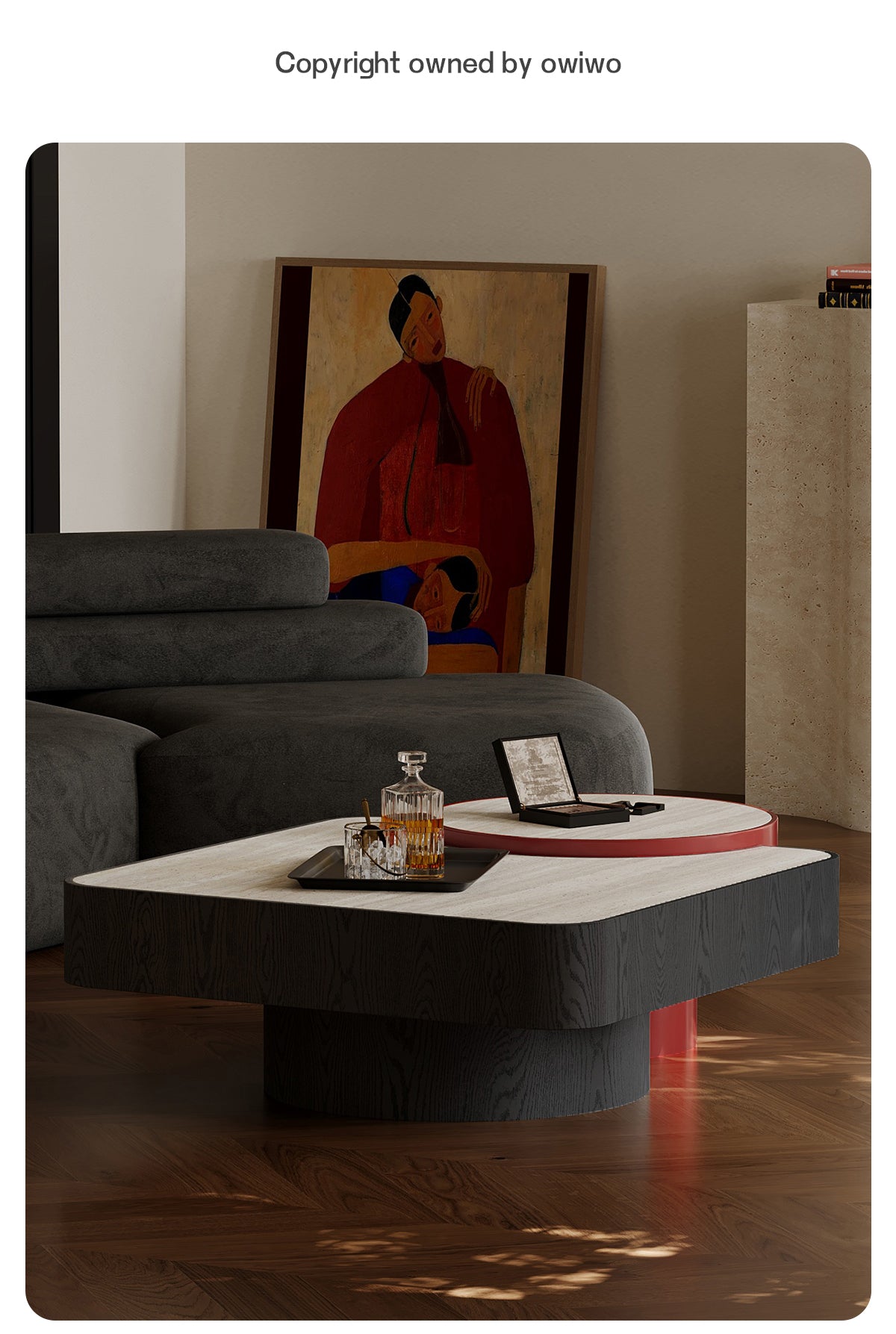 square microcrystalline stone Coffee Table Combination