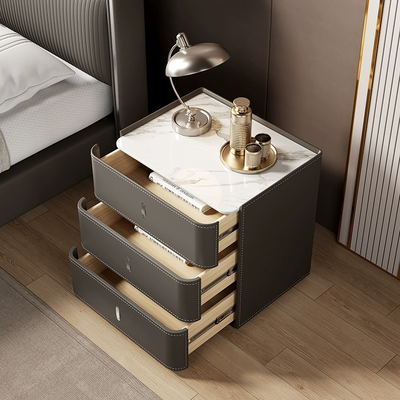 Three-Drawer Upholstered Bedside Table