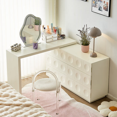 White Textured Solid-Wood Vanity Table