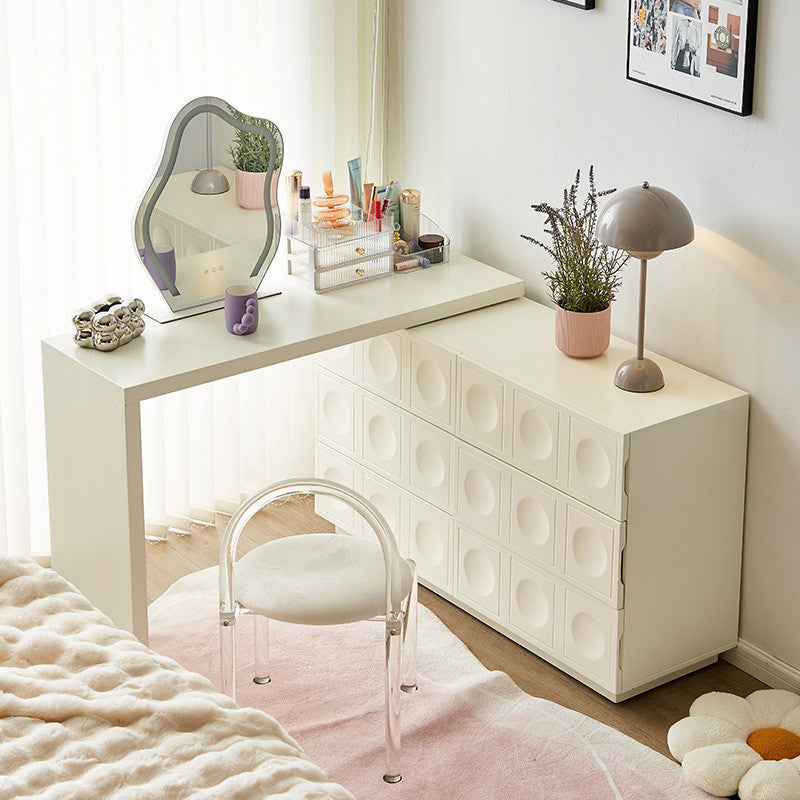 White Textured Solid-Wood Vanity Table