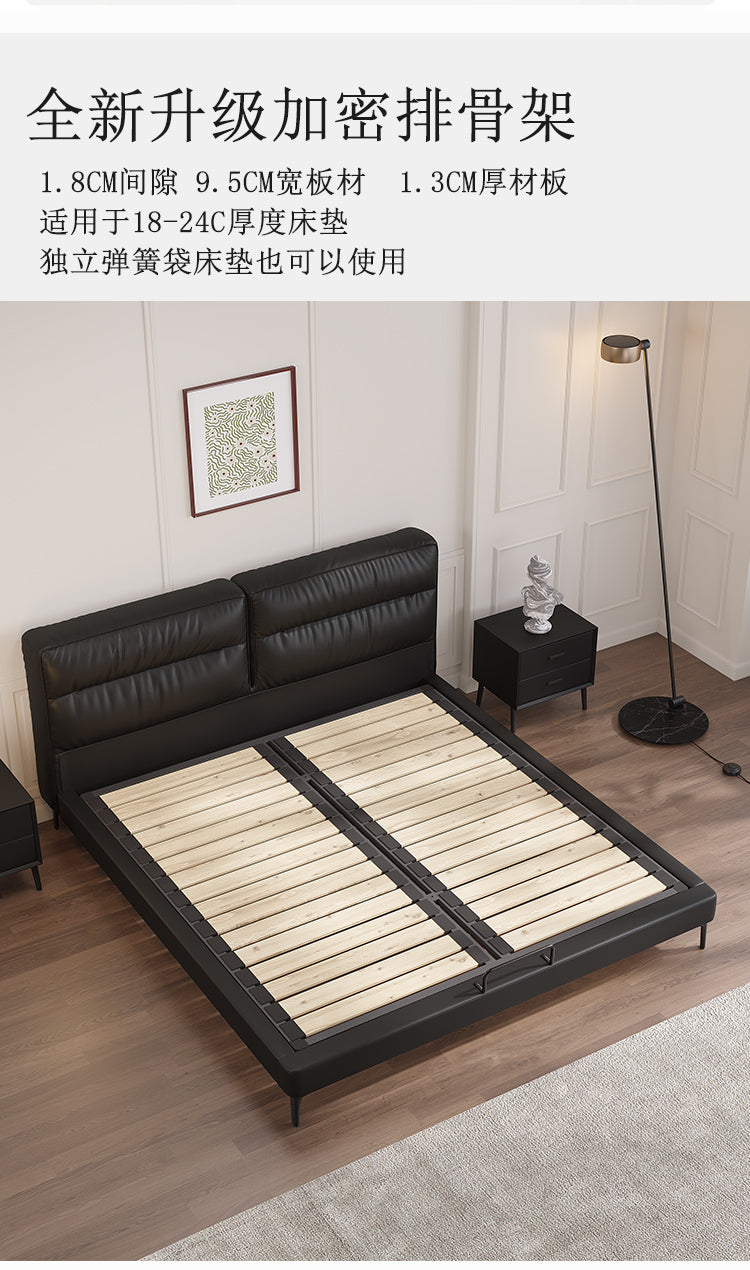 Top-Grain Leather Bed